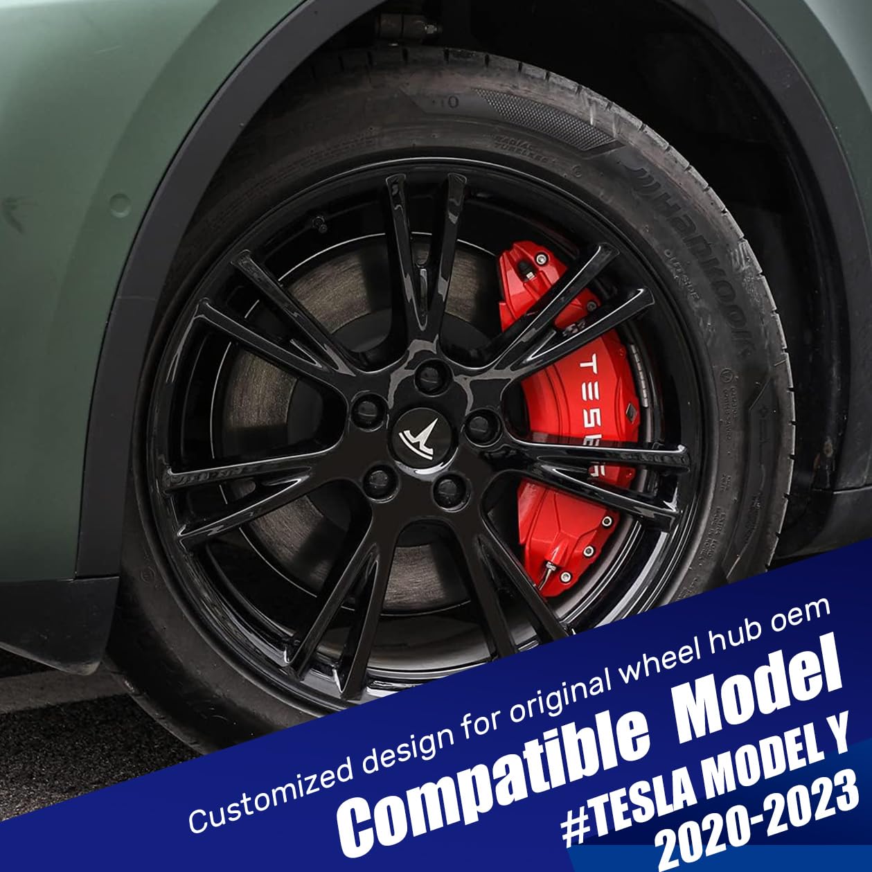 Caliper Covers for Compatible with for Tesla Model Y Accessories, 2020-2024 19 20 Inch Wheel Hub Front and Rear Brake Caliper Covers - Red Front and Rear Brake Not for Model 3 (Model Y 2020-2024)