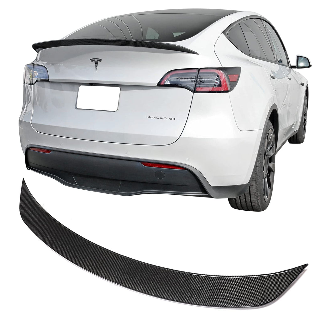 FREEMOTOR802 Rear Trunk Spoiler Fits 2020-2025 Tesla Model Y, IKON Style Real Carbon Fiber Racing Deck Lid Spoiler Rear Trunk Tail Lip Wing Styling Trim