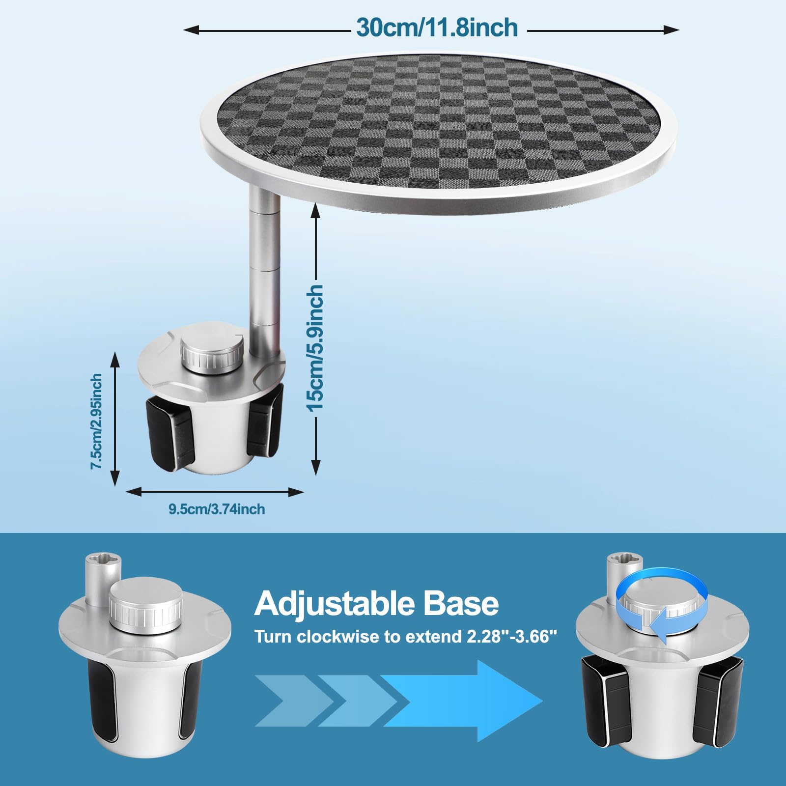 Car Tray Table & Car Desk for Laptop with 2 Risers and Anti-Slip Pad, 360° Rotating Cup Holder for Working and Eating Compatible with Tesla Model 3/Y/S, Ford F150/Explorer/Maverick & Most Vehicles/EV