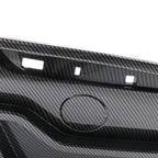 IKON MOTORSPORTS, Rear Diffuser Compatible with 2020-2024 Tesla Model Y, Carbon Fiber Print IKON Style PP Rear Bumper Lip Shark Fin Splitter Replacement 3PC, 2021