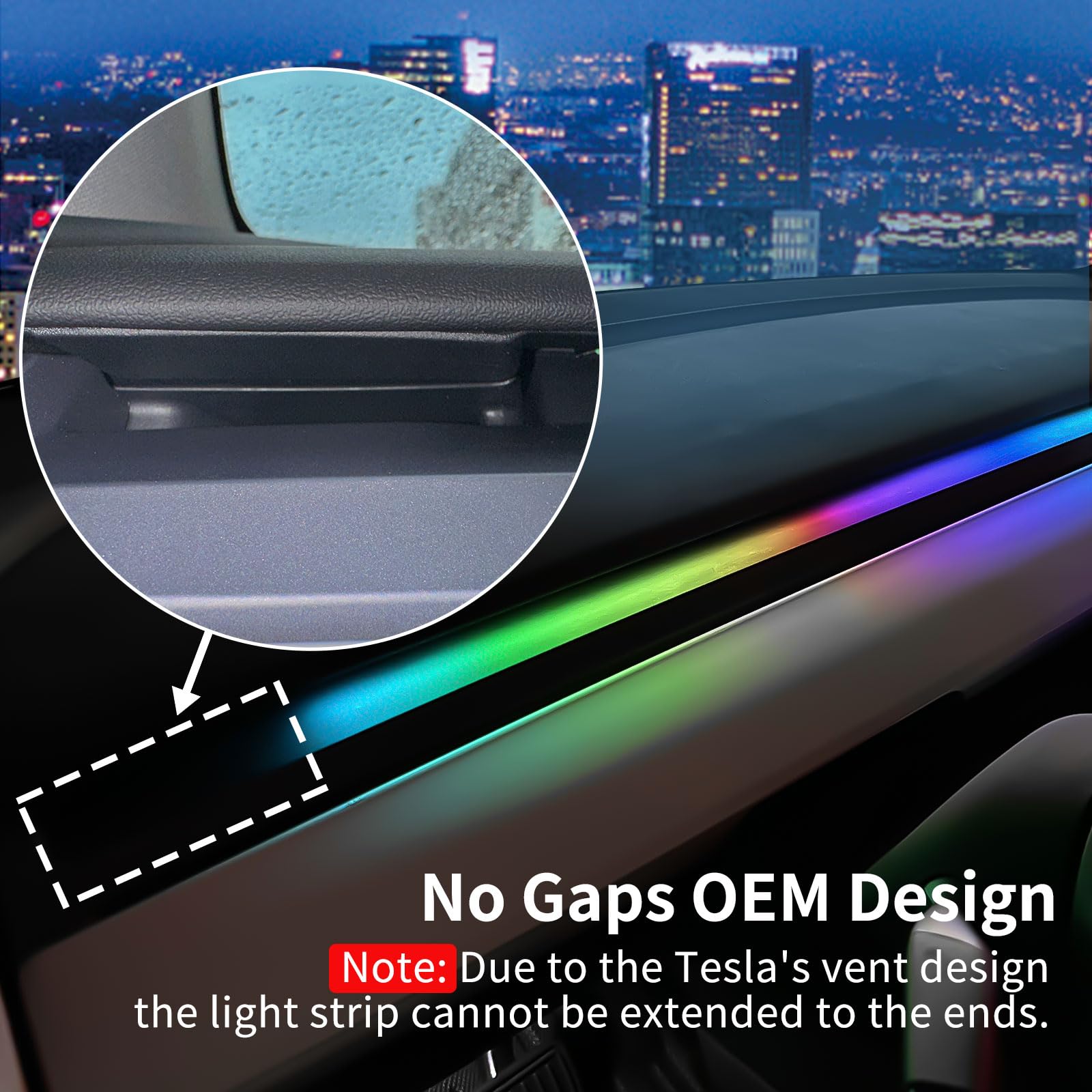 Uxcer 2025-2021 Tesla Model 3/Y Interior Neon Lights for Dashboard, RGBIC Color Changing LED Strip Lights with App & Remote Control,Tesla Model 3/Y Accessories(Not Fit for M3 Highland & My Juniper)
