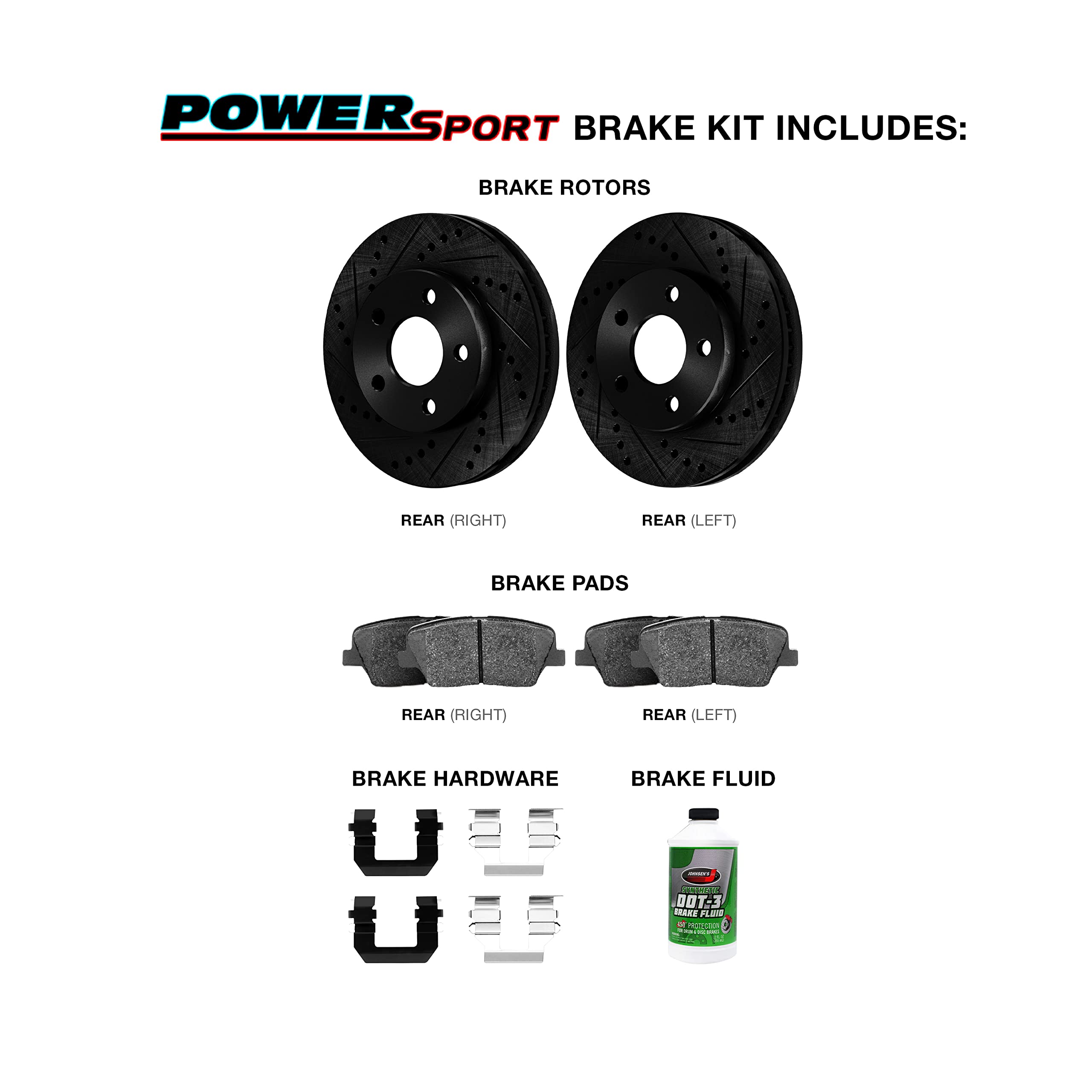 Power Sport Brake Kit For2017-2022 Tesla 3; 2020-2022 Tesla Y| Drilled and Slotted Brake Rotors| Ceramic Brake Pads and Rotors Kit|Hardware included
