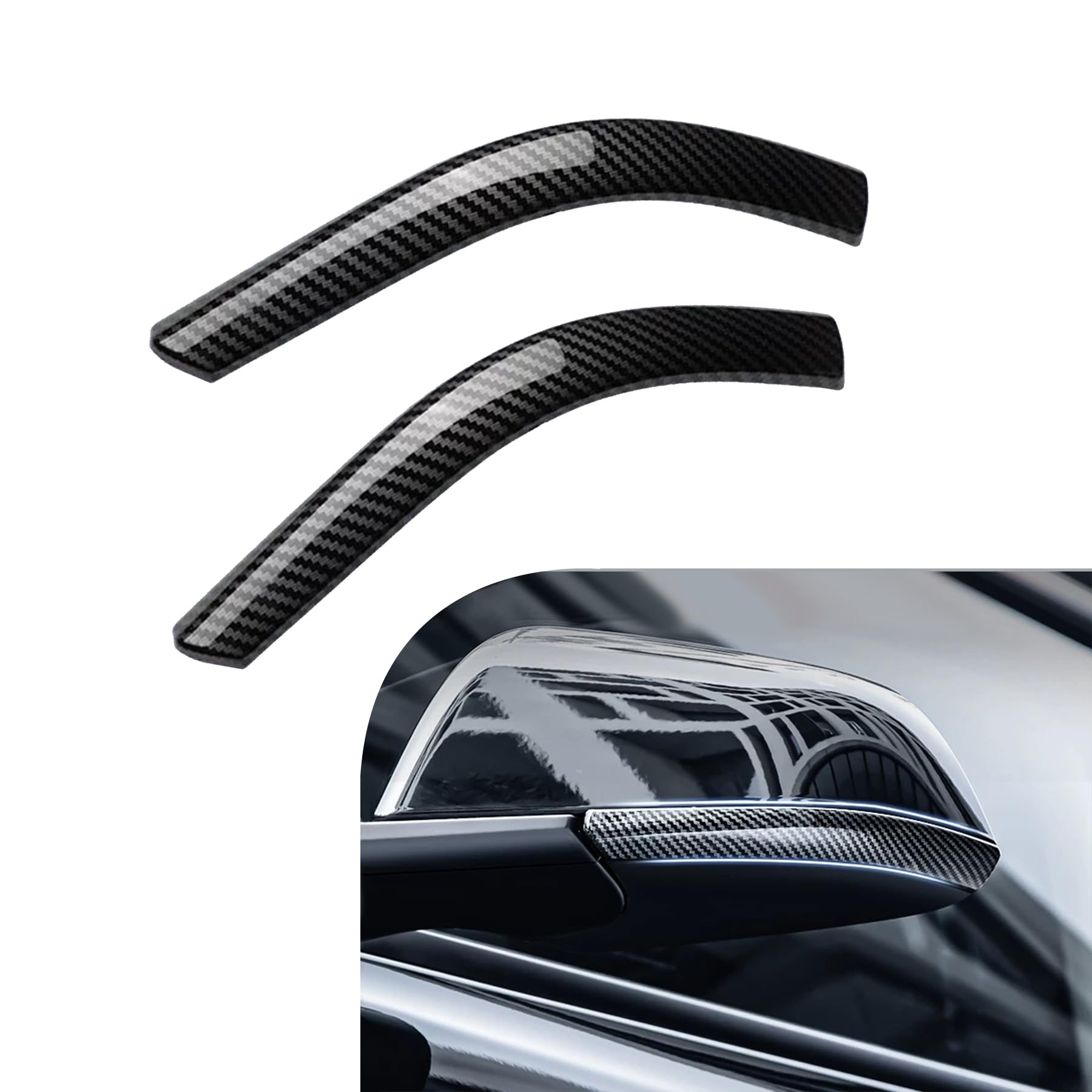 SXunacou for Suitable for Tesla Y-haped Side Mirror Decorative Strip Cover - Premium Exterior Accessories (M Y -Glossy Carbon Fiber Pattern)