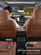 GXY KIT 3 in 1 Retractable Car Charger Adapter & FM Transmitter Bluetooth Mp3 Player- Max 65W + 18W with 2 PD Fast Charging,2 Retractable Cables & USB-A Music Playback for iPhone,iPad,Samsung,Pixel