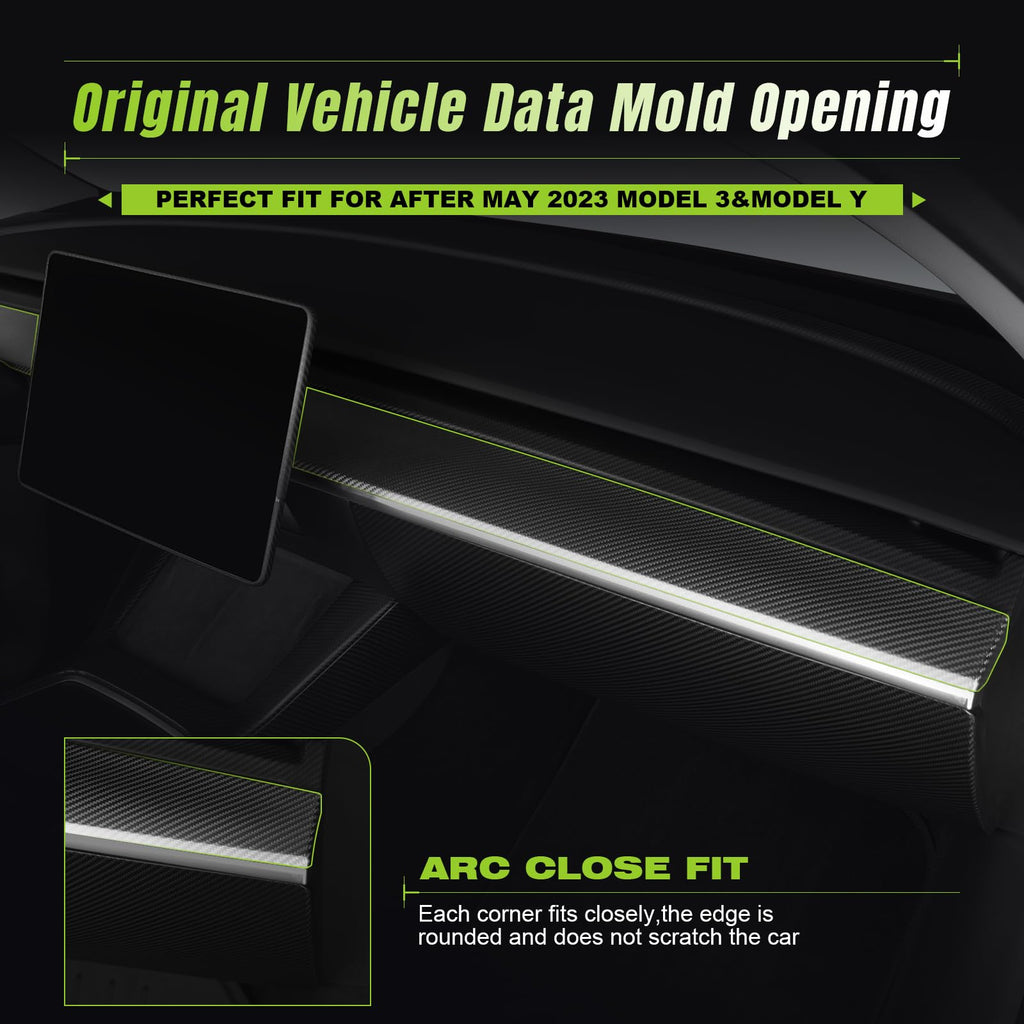 Leeiion Dashboard Cover Trim Real Carbon Fiber for After 2023.5 Tesla Model 3&Y Dashboard Wrap 3K Toray Dry Carbon Fiber Interior Decoration Compatible with Tesla Model 3&Y (Matte)