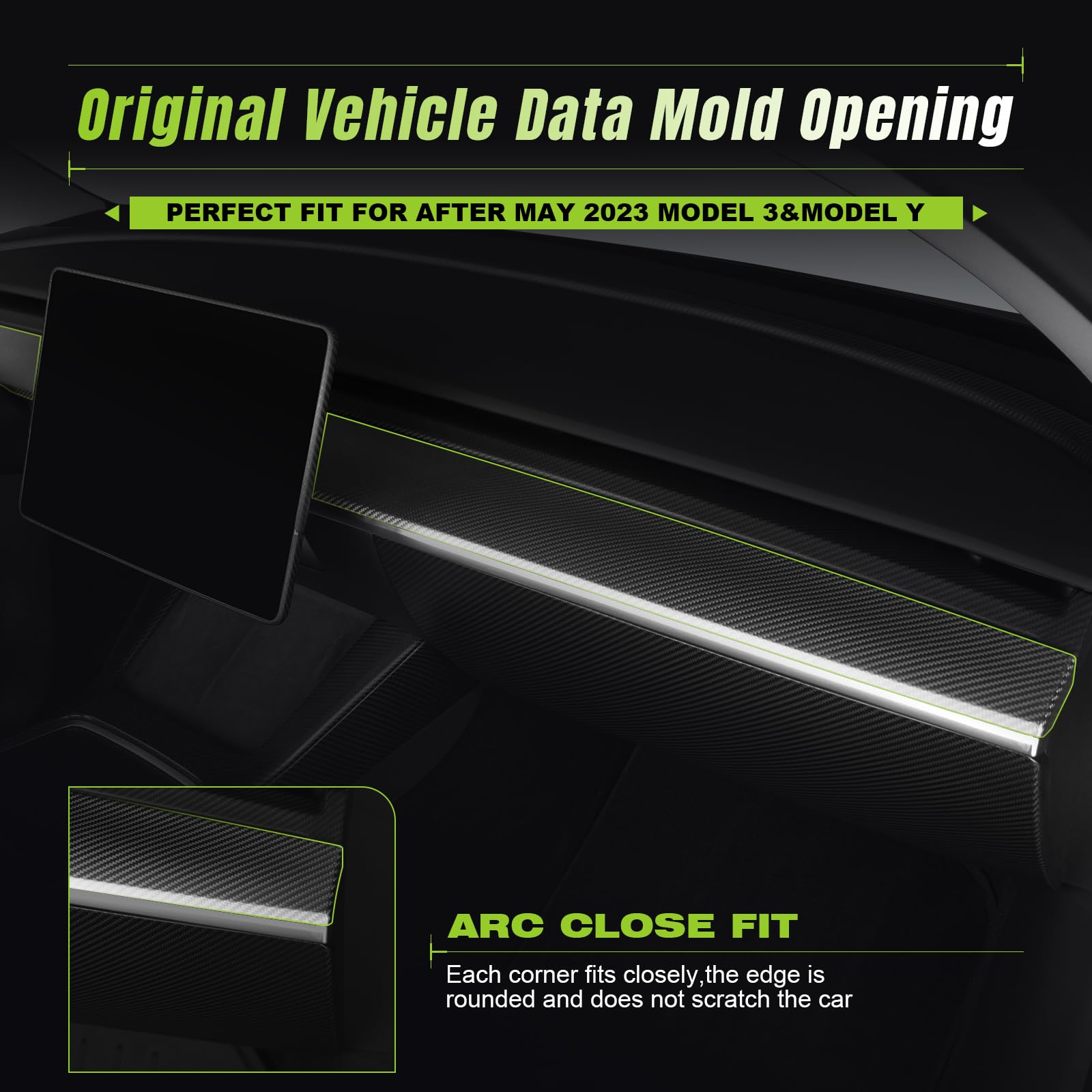 Leeiion Dashboard Cover Trim Real Carbon Fiber for After 2023.5 Tesla Model 3&Y Dashboard Wrap 3K Toray Dry Carbon Fiber Interior Decoration Compatible with Tesla Model 3&Y (Matte)