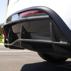 FREEMOTOR802 Rear Diffuser with LED Light Fits 2020-2024 Tesla Model Y, Add-on Carbon Fiber Print PP IKON Style Rear Bumper Molding Protector Lip with LED Lamp