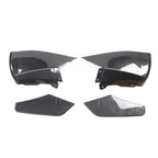 IKON MOTORSPORTS, Rear Diffuser Compatible with 2020-2024 Tesla Model Y, Carbon Fiber Print IKON Style PP Rear Bumper Lip Shark Fin Splitter Replacement 3PC, 2021