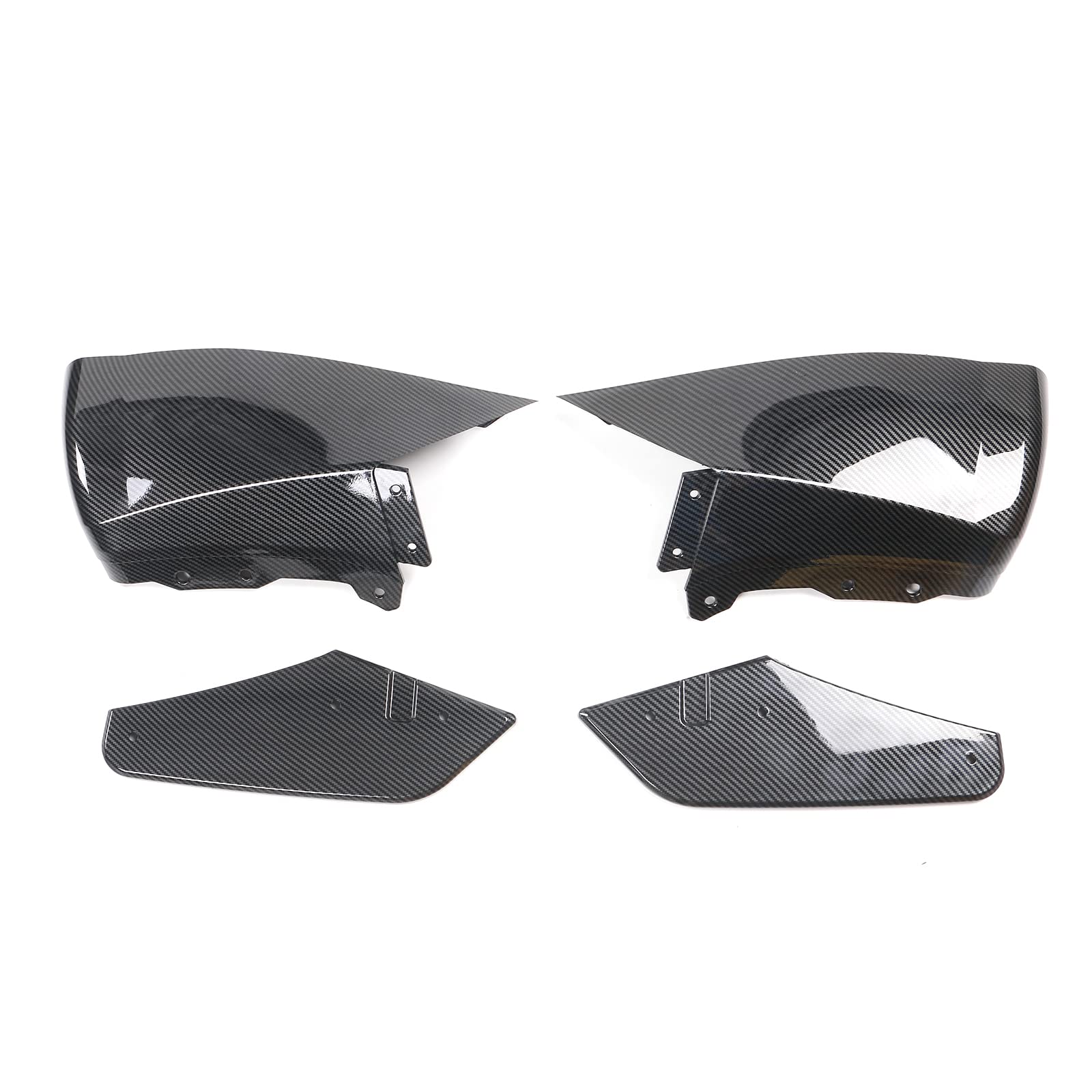 IKON MOTORSPORTS, Rear Diffuser Compatible with 2020-2024 Tesla Model Y, Carbon Fiber Print IKON Style PP Rear Bumper Lip Shark Fin Splitter Replacement 3PC, 2021