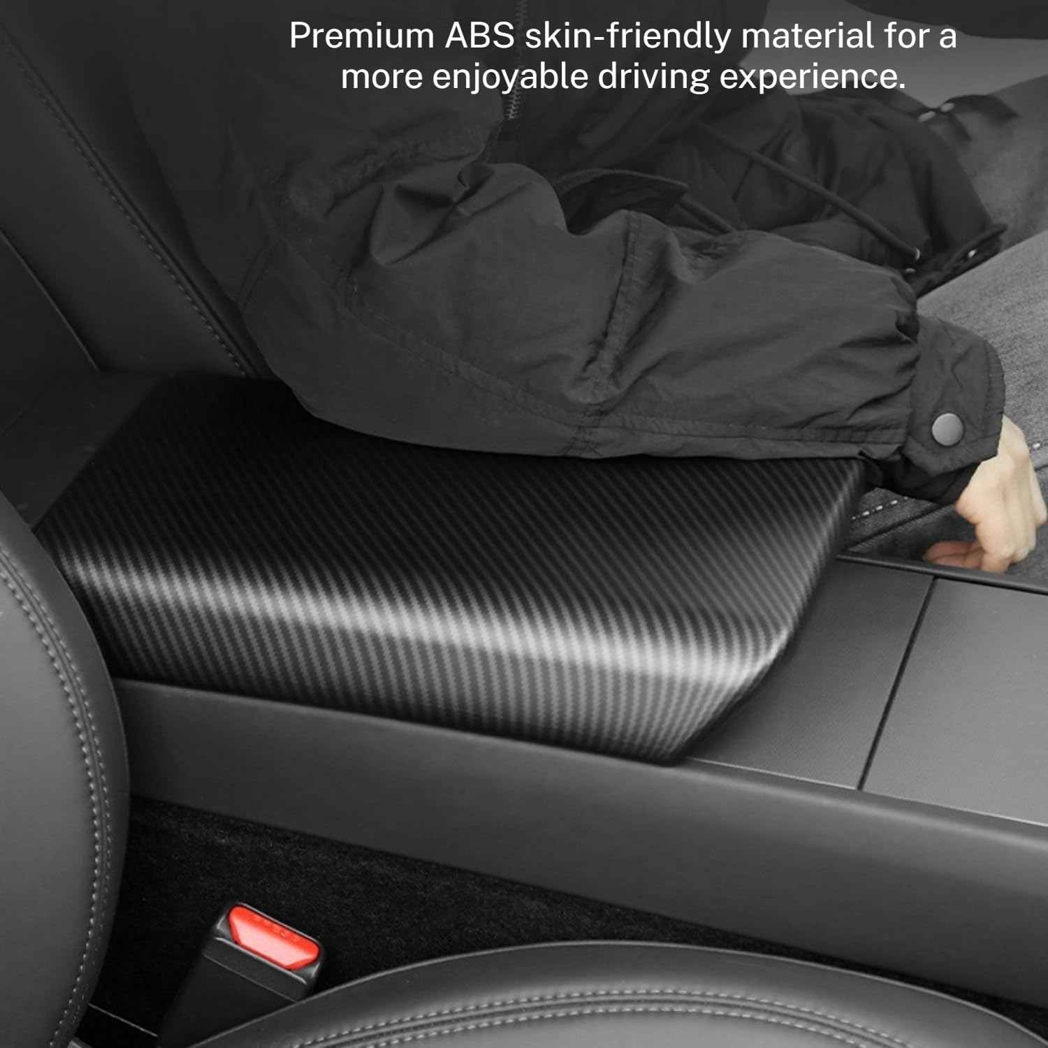 ernica Center Console Armrest Cover Carbon Fiber Texture Compatible with Tesla Model 3 Highland/Model Y Juniper,Scratch-Proof ABS, Snap-On Design, Waterproof & Easy-Clean, Exact Fit (Refresh Edition)