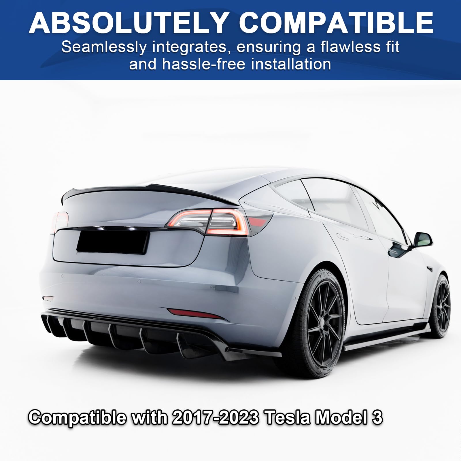 BDBO Spoiler for Tesla Model 3 2016-2022 Wing Rear Spoiler Trunk Tail Rear Trunk Lid,M4 Style Matte Black Style Performance,Model 3 Accessories