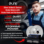 R1 Concepts Front and Rear Brake Kit For 2014-2020 Tesla S, 2016-2020 Tesla X| Drilled Slotted Brake Rotors| Semi-Metallic Brake Pads and Rotors Kit| Hardware included