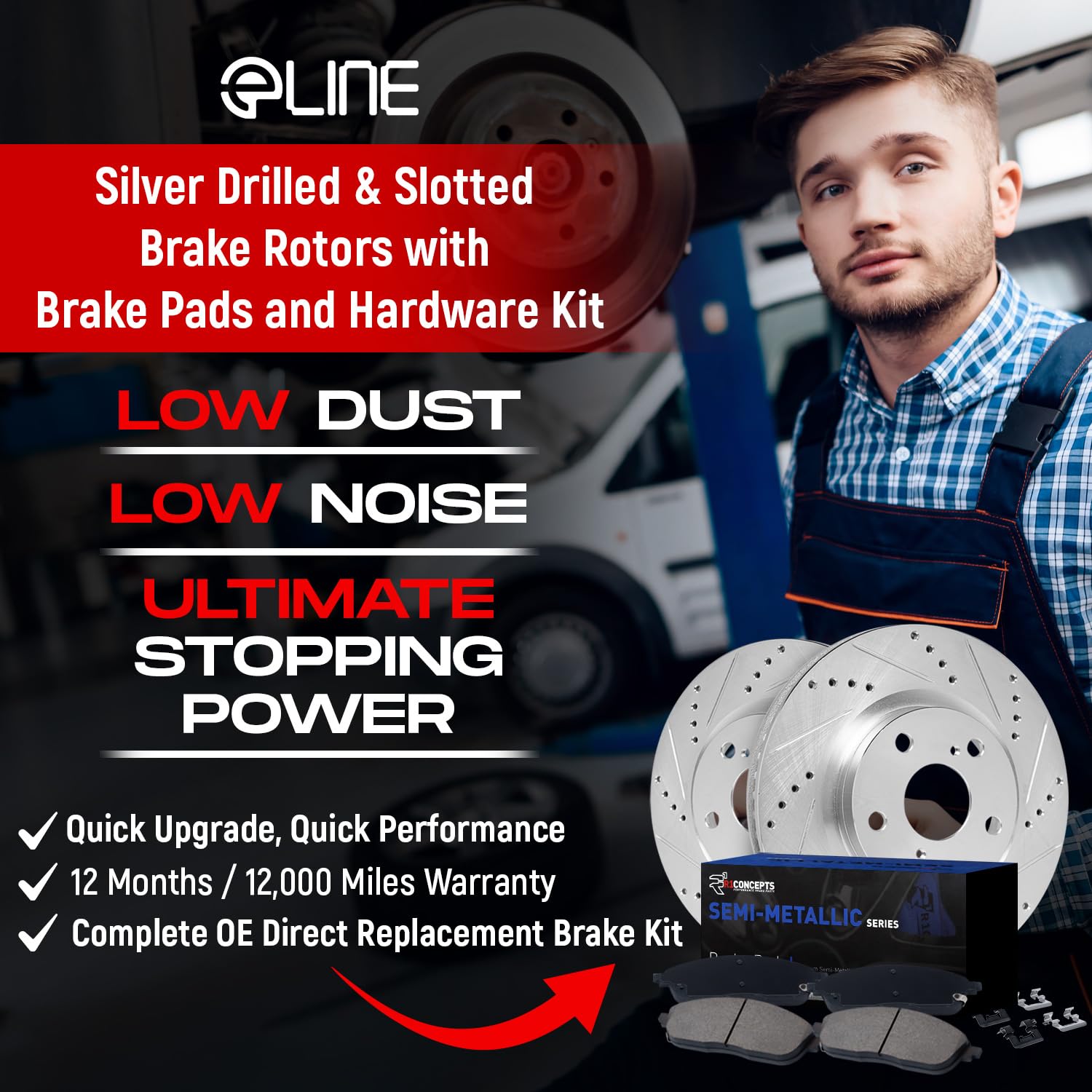 R1 Concepts Front and Rear Brake Kit For 2014-2020 Tesla S, 2016-2020 Tesla X| Drilled Slotted Brake Rotors| Semi-Metallic Brake Pads and Rotors Kit| Hardware included