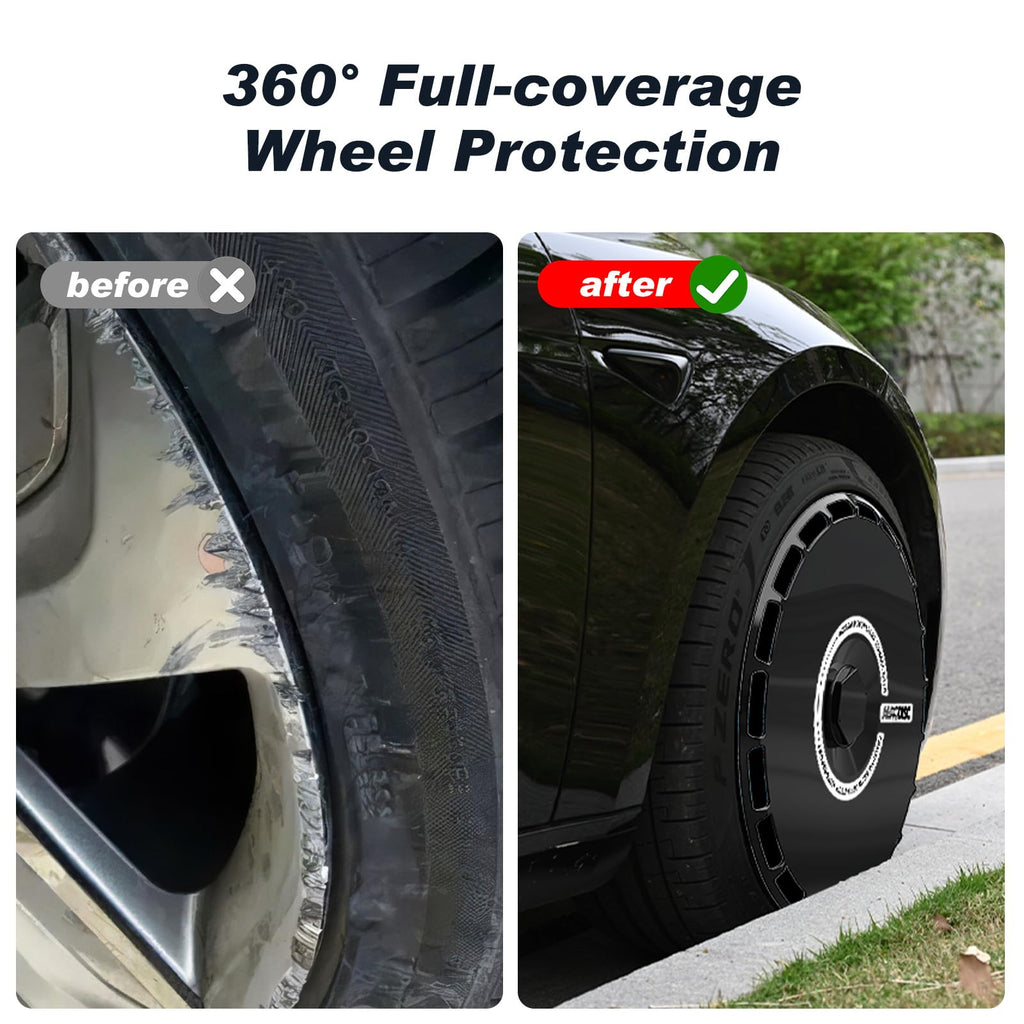 19 Inch Wheel Covers for Tesla Model Y Juniper Crossflow Wheels 2025, Centers Lock Installation Rim Protector, Full Coverage Hubcaps Exterior Accessories (Black Ring, 4 PCS)