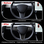 Fancemot 9 PCS Carbon Fiber Interior Decor Trim Cover Kit Compatible with 2021-2023 Tesla Model 3 & 2019-2024 Model Y, Dashboard Cover Door Panel Cover Steering Lever Cover Steering Wheel Cover