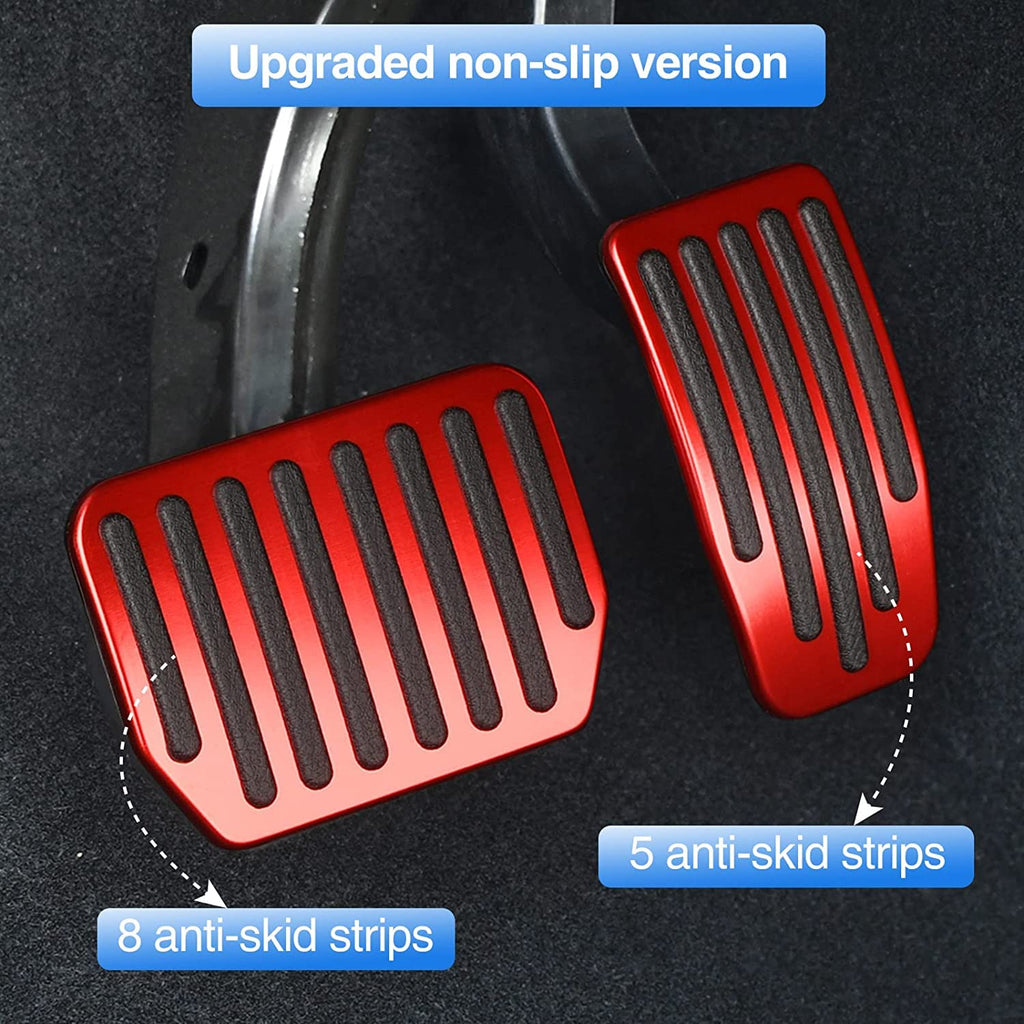 QIRUIMY Foot Pedal Pads Set for Tesla Model 3 Model Y, Non-Slip Performance Aluminum Car Accessories Brake & Accelerator Pedal Covers for Model 3/Y (Red)