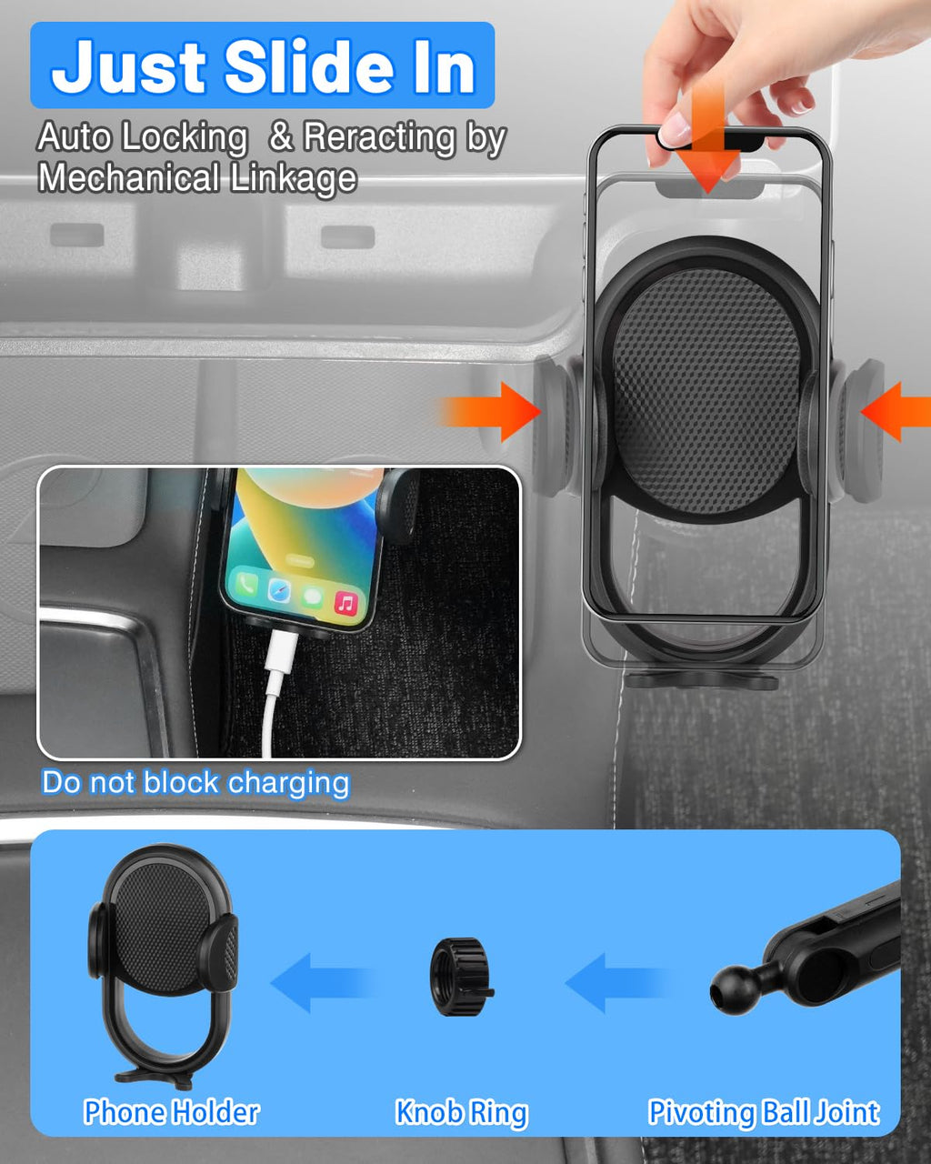 Shademax Under Screen Storage Tray with Phone Holder for Tesla Model 3/Model Y 2025 2024 2023 2022 2021 Center Console Organizer Storage Box Waterproof ABS Model 3 / Y Accessories Black 1PCS