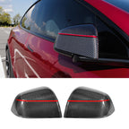 2PCS Side Mirror Covers for Juniper Real Carbon Fiber Redline Performance Style Side Mirror Caps for Model Y Juniper 2025.03+ (Glossy Black)