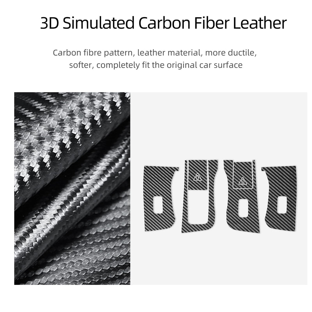 BETTERHUMZ Window Switch Panel Cover for Tesla Model Y Juniper 2025, Suede Carbon Fiber Interior Trim