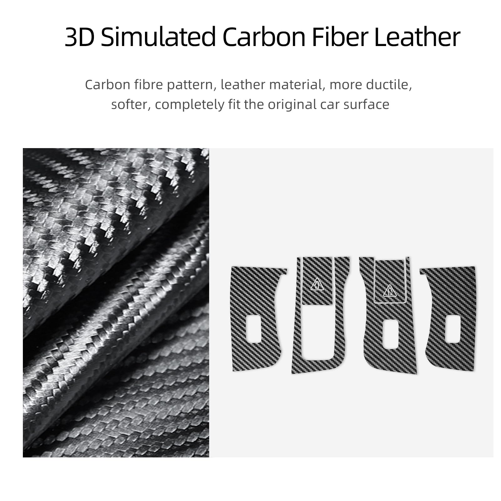 BETTERHUMZ Window Switch Panel Cover for Tesla Model Y Juniper 2025, Suede Carbon Fiber Interior Trim