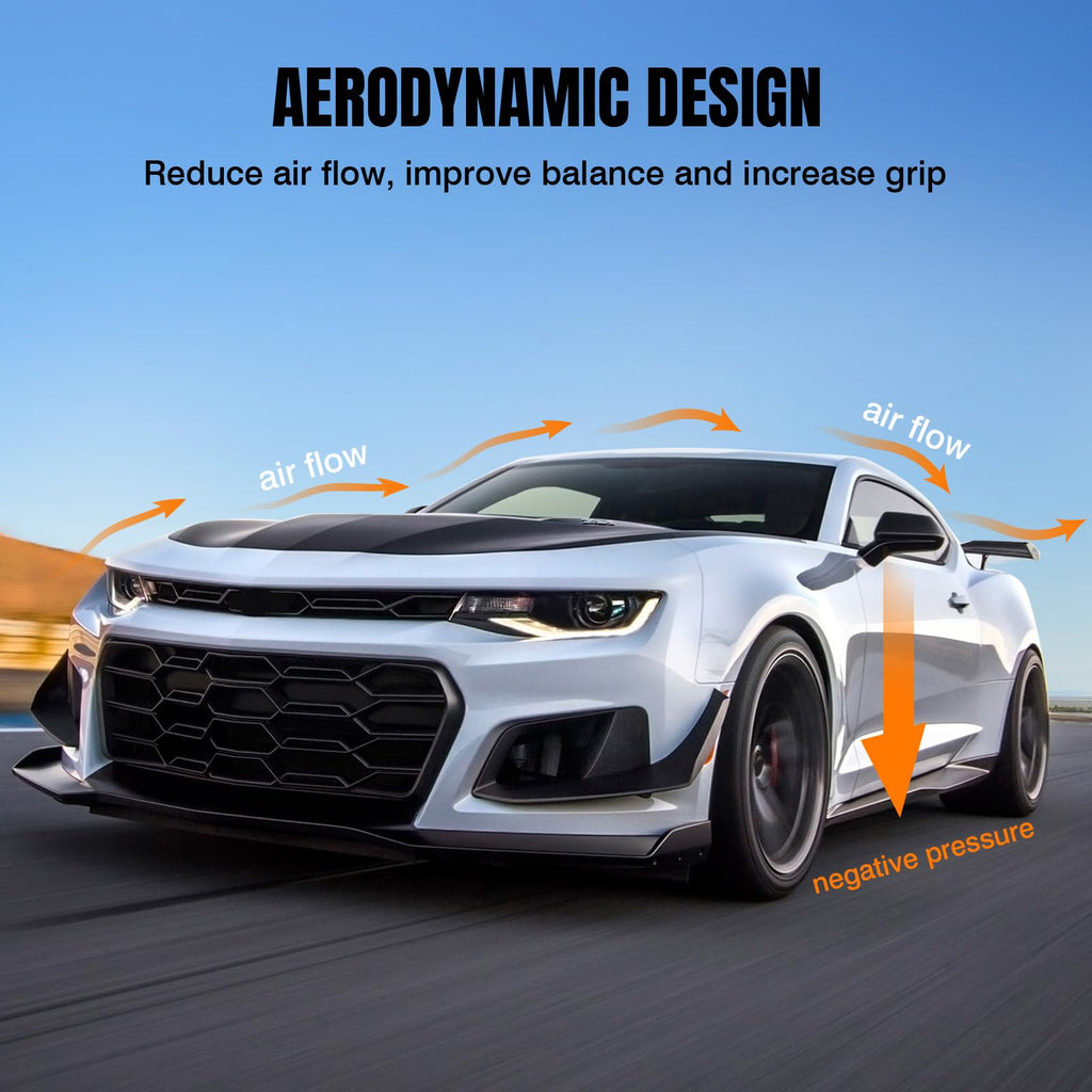 2021-2025 Tesla Model S - Front Bumper Lip Spoiler, Fits all 2021-2025 Tesla Model S, PP Black with Carbon Fiber Print Track Pack Style Add-on Front Splitter Air Dam Chin Protector, (3 Piece) -$77.98s