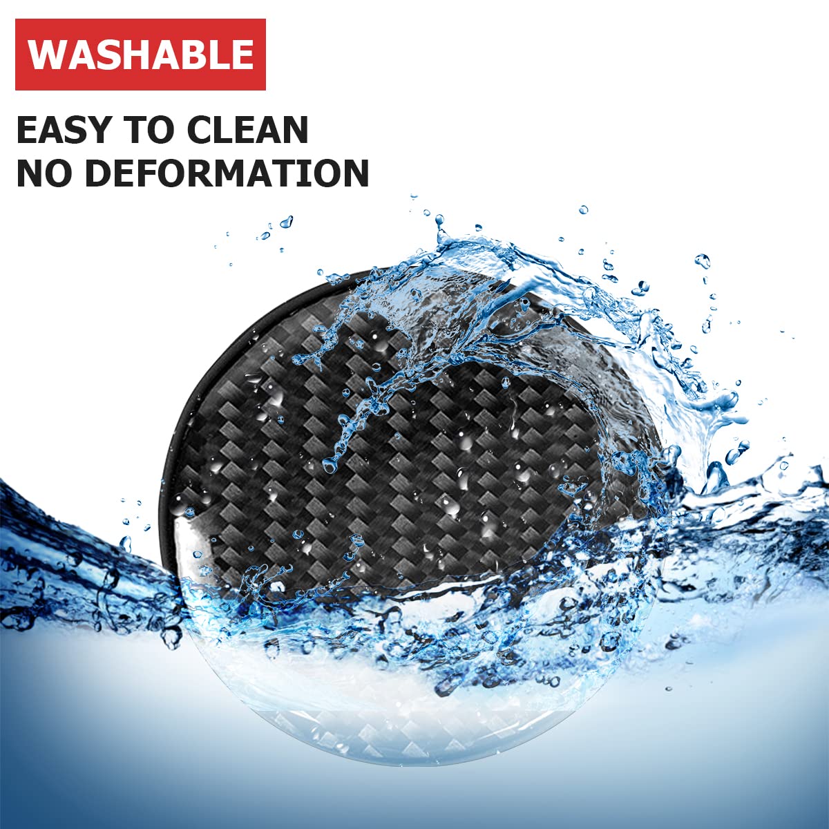 BESULEN Car Cup Holder Coaster, 2 PCS Carbon Fiber Non-Slip Embedded Coasters, Universal 2.75 Inch Cup Holder Insert Coaster Pad, Sports Racing Durable Drink Mat, Car Interior Accessories