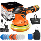 Saker Cordless Buffer Polisher, 6 Inch Fast Charging Portable Car Polishing Kit with 2PCS 12V 2000mAh Batteries, Polisher for Car Detailing Polishing Waxing (Orange, Buffer Polisher+2 Batteries+1 Bag)
