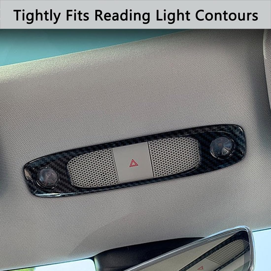 Melakee Reading Lights Trim Cover, Lights Panel Decorative Compatible with Tesla Model 3 Model Y, Reading Light Roof Frame Trim Cover Interior Light Cover Accessories, 2Pcs Carbon Fiber Pattern