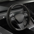 Fancemot 9 PCS Carbon Fiber Interior Decor Trim Cover Kit Compatible with 2021-2023 Tesla Model 3 & 2019-2024 Model Y, Dashboard Cover Door Panel Cover Steering Lever Cover Steering Wheel Cover