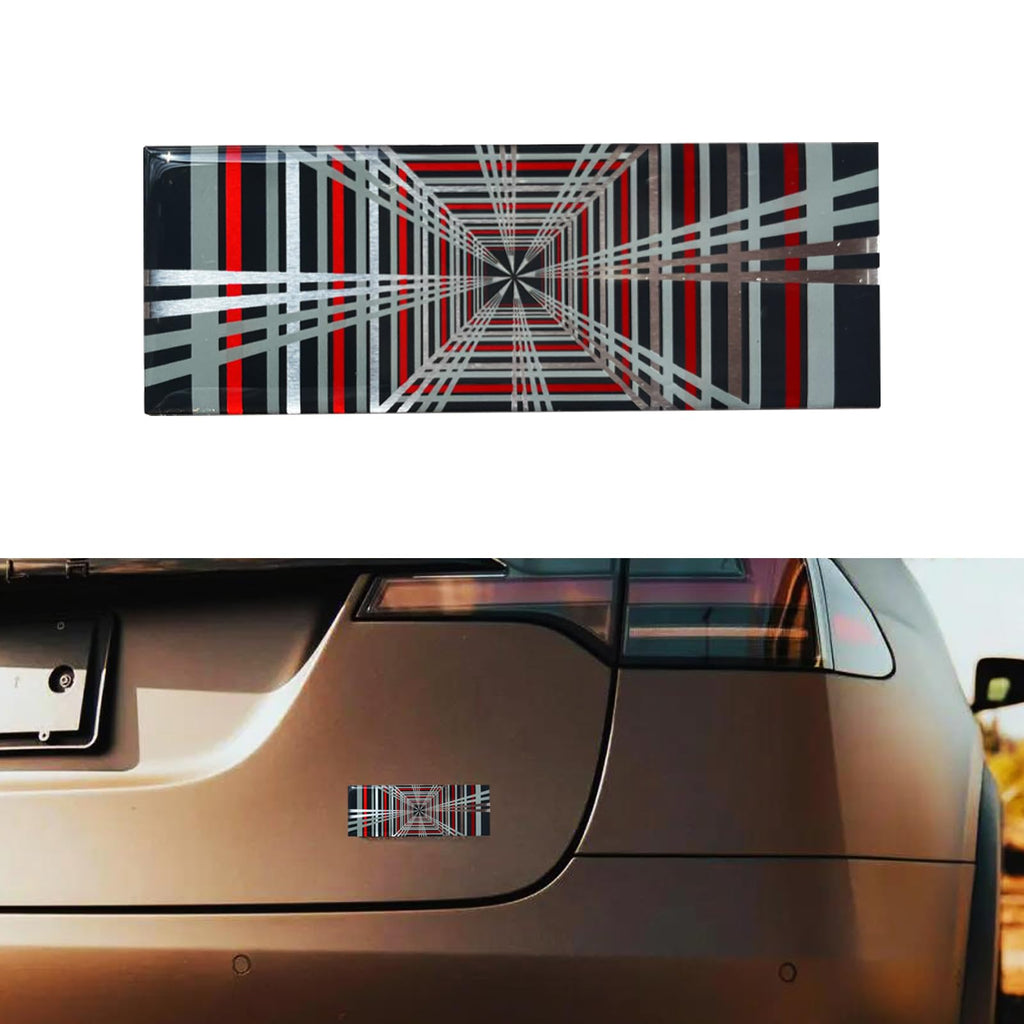 YHCDSEA Dual Motor Badge Emblem Sticker Plaid Decor Compatible for Model 3 Y X S Accessories (A-Plaid)