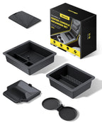 UBeesize Tesla Model Y Juniper Accessories (2025-2026), Center Console Organizer Tray for Model 3 Highland(2024-2025), Double-Layer Sliding Armrest Hidden Storage Box, 5PCS Black