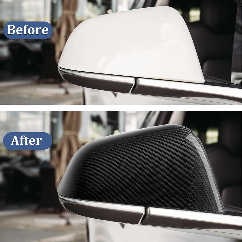 Real Carbon Fiber Side Mirror Cover Compatible with Tesla Model 3 Sedan 2017-2025, T-carbon Rearview Cover Compatible with Tesla Model 3 Exterior Mirror Caps Accessories (Black)