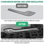 4PCS Door Handle Cover Compatible with Tesla Model 3 (2019-2025) Highland Model Y (2020-2026) Juniper Real Carbon Fiber 3D Sticker Wrap Covers Exterior Trim Door Sill Protector Accessories (Black)