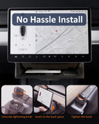 Under Screen Storage Organizer for Tesla Model Y Model 3 Accessories(include Juniper & Highland), Rattle-Free Push Latch Mechanism Perfect Fit, Tissue Dispenser, Hidden for Personal Valuables