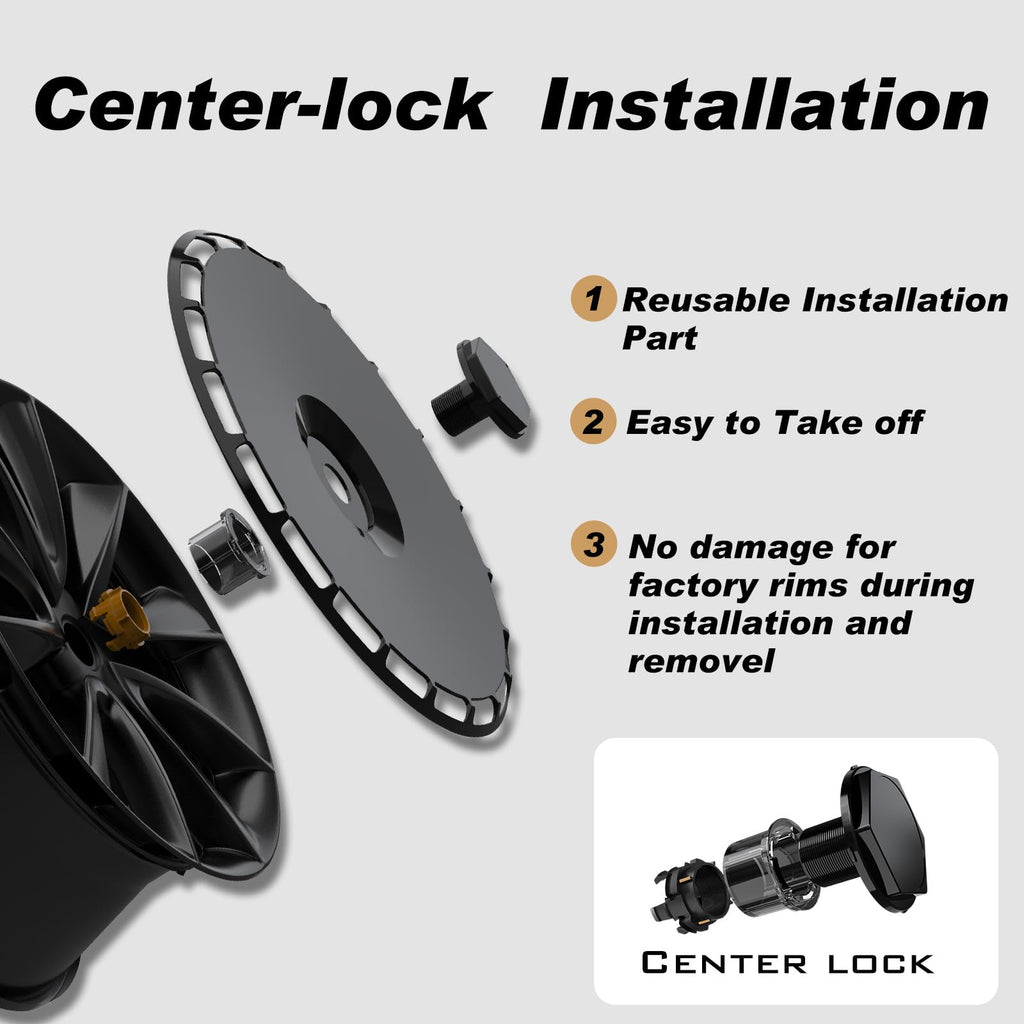 19 Inch Wheel Covers for Tesla Model Y Juniper Crossflow Wheels 2025, Centers Lock Installation Rim Protector, Full Coverage Hubcaps Exterior Accessories (Black Ring, 4 PCS)