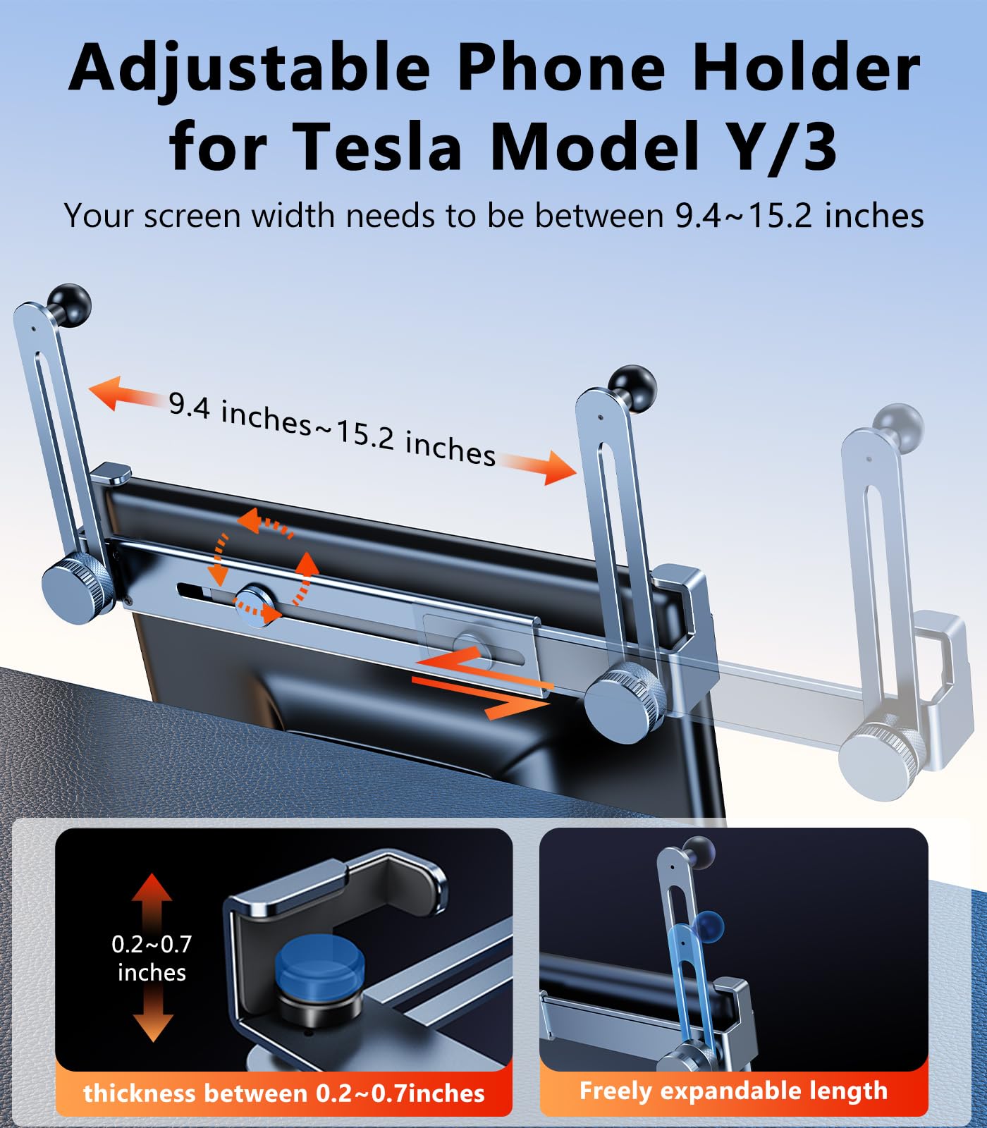DICMKY Dual Head Tesla Phone Mount Model Y/3 2026 2025 2024 2023 2022 2021, [Magnetic/Clip] Car Accessories for Tesla Screen Phone Holder Stand, (Fit for Tesla Model Y(Juniper)/3(Highland))