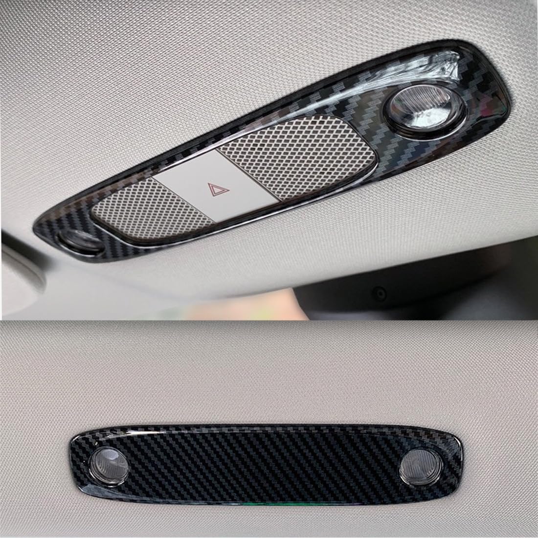 Melakee Reading Lights Trim Cover, Lights Panel Decorative Compatible with Tesla Model 3 Model Y, Reading Light Roof Frame Trim Cover Interior Light Cover Accessories, 2Pcs Carbon Fiber Pattern