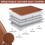 KIDYACWST Auto Car Seat Covers Accessories Full Set Leather Cushion Protector Breathable Waterproof Seat Cover for Cars Universal Fit (Brown, Front Pair and Rear)