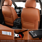 KIDYACWST Auto Car Seat Covers Accessories Full Set Leather Cushion Protector Breathable Waterproof Seat Cover for Cars Universal Fit (Brown, Front Pair and Rear)