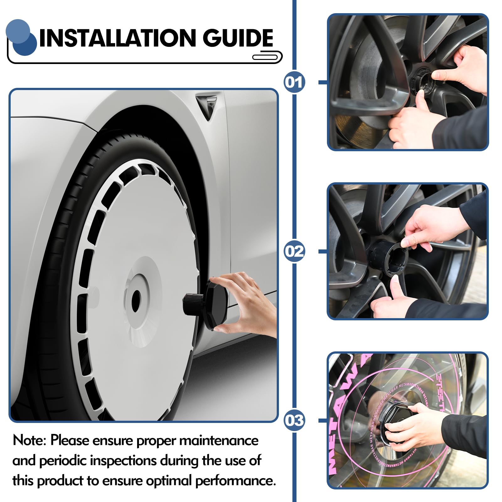 19 Inch Wheel Covers for Tesla Model Y Juniper Crossflow Wheels 2025, Centers Lock Installation Rim Protector, Full Coverage Hubcaps Exterior Accessories (White Ring, 4 PCS)