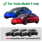 Nanaholy Model Y Accessories for Tesla 2024 2023 2022 2021 2020 Emblem Sticker 2PCS/Set Logo Decal (Black- Carbon Fiber Pattern)