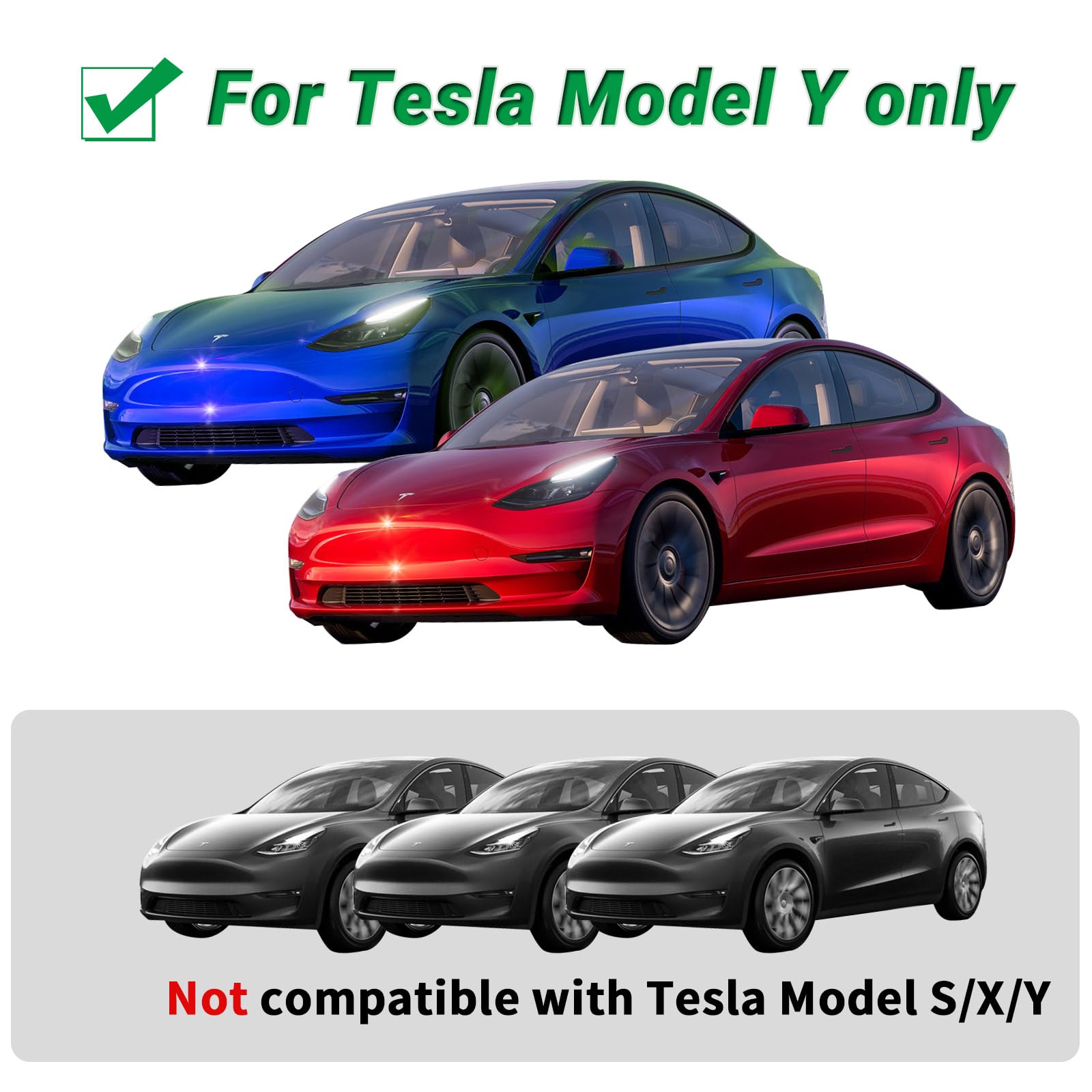 Nanaholy Model Y Accessories for Tesla 2024 2023 2022 2021 2020 Emblem Sticker 2PCS/Set Logo Decal (Black- Carbon Fiber Pattern)