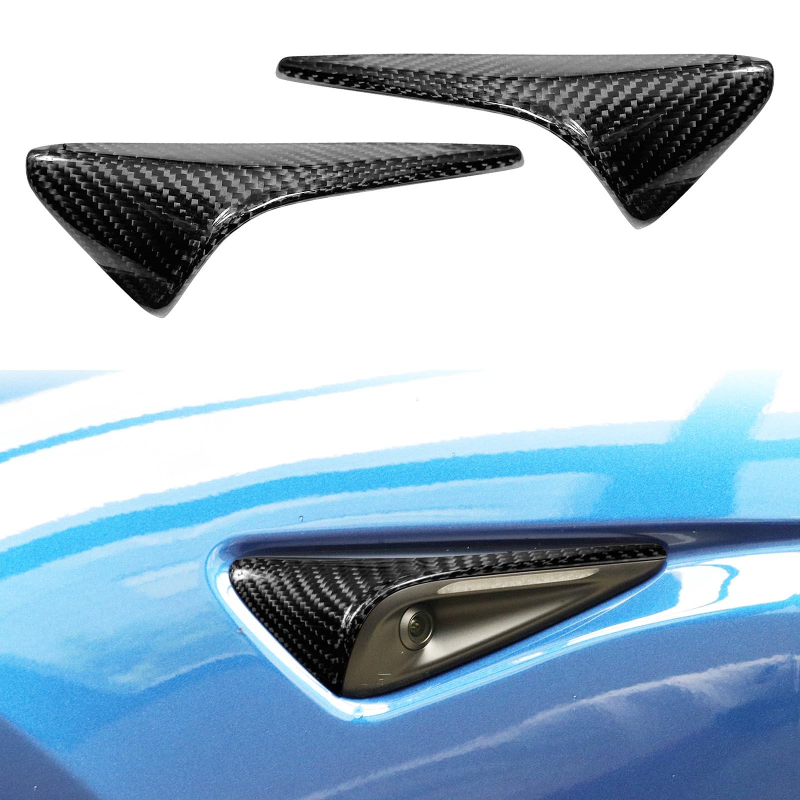 BLAKAYA HW4.0 Carbon Fiber Turn Signal Side Camera Covers for Tesla Model 3 2017-2023 & Model Y 2020-2023