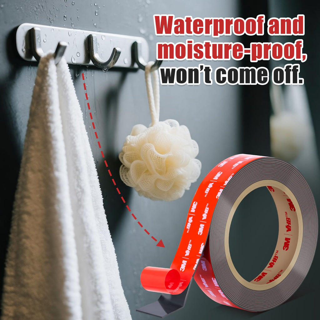 3M VHB 5952 Double Sided Tape Heavy Duty, 10FT x 1IN Mounting Tape, Strong Double Sided Tape Heavy Duty for Automotive, Metal, Plastic, Removable Without Residue for Home Decor & Outdoor Use