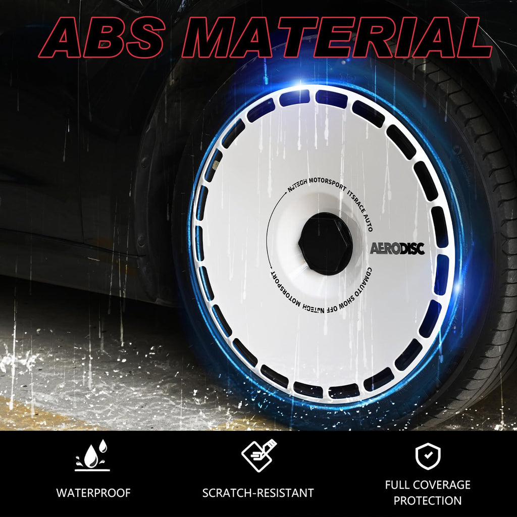 19 Inch Wheel Covers for Tesla Model Y Juniper Crossflow Wheels 2025, Centers Lock Installation Rim Protector, Full Coverage Hubcaps Exterior Accessories (White Ring, 4 PCS)