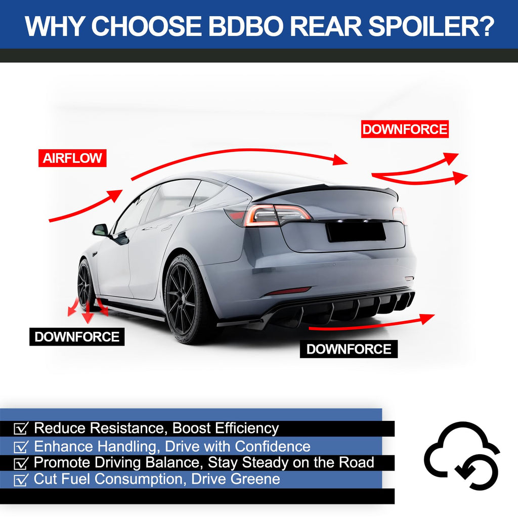 BDBO Spoiler for Tesla Model 3 2016-2022 Wing Rear Spoiler Trunk Tail Rear Trunk Lid,M4 Style Matte Black Style Performance,Model 3 Accessories