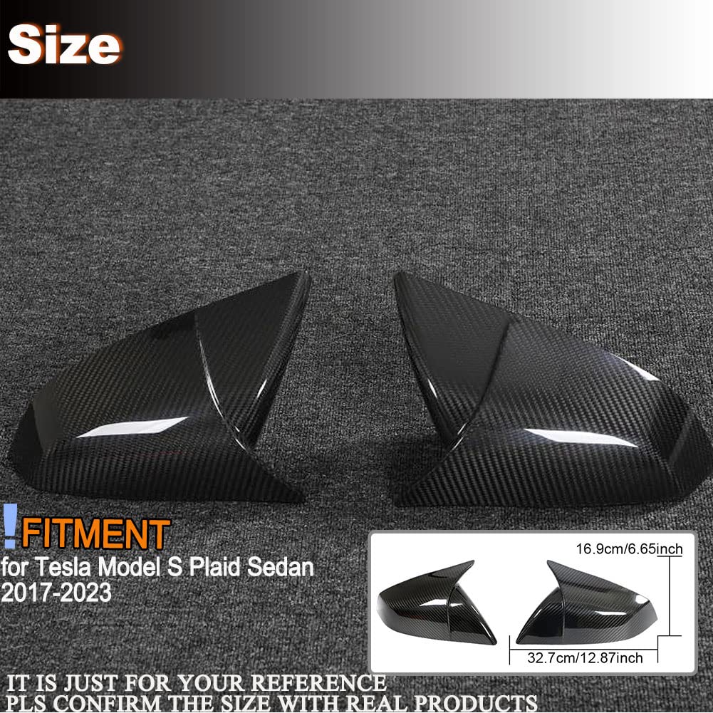 MCARCAR KIT Dry Carbon Fiber Mirror Cover Caps for Tesla Model S 2021-2023 Add-on Side Rearview Mirror Caps Car Exterior Outside Shell Factory Outlet