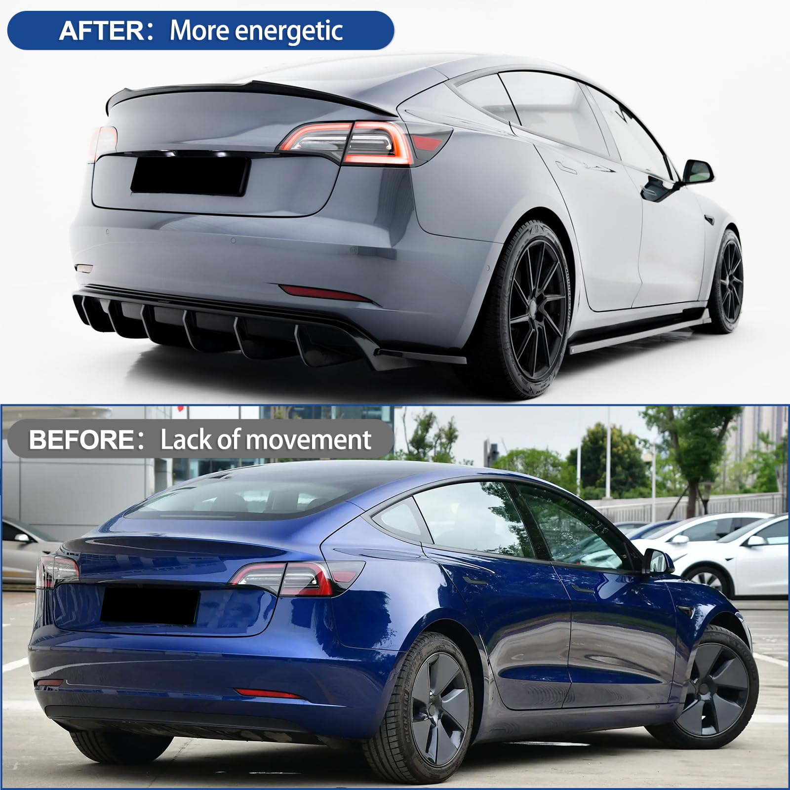 BDBO Spoiler for Tesla Model 3 2016-2022 Wing Rear Spoiler Trunk Tail Rear Trunk Lid,M4 Style Matte Black Style Performance,Model 3 Accessories