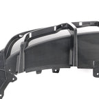 IKON MOTORSPORTS, Rear Diffuser Compatible with 2020-2024 Tesla Model Y, Carbon Fiber Print IKON Style PP Rear Bumper Lip Shark Fin Splitter Replacement 3PC, 2021