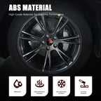 Wheel Cover Center Emblem Sticker for Tesla Model 3 Model Y Hubcaps Wheel Rim Cover Red Emblem & Gloss Black Background (4PCS) (Black& Red)